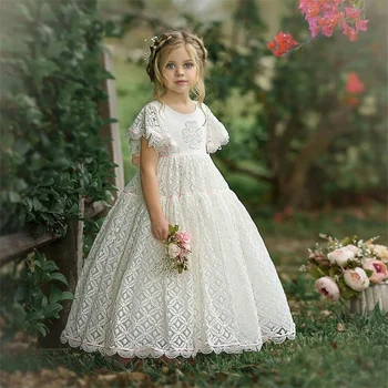Рокли за момичета-цветочниц за сватби, лейси принцеса-счупени ангел, децата, Малката булка, парти, Причастие, театрално представление, детско бална рокля