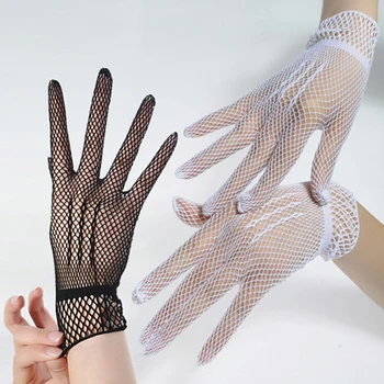 Ръкавици Дамски Летни, Защитени от uv Ръкавици за шофиране, Мрежести Ръкавици в рибарска мрежа, Черни, бели, найлон, обикновена ръкавици с високо качество