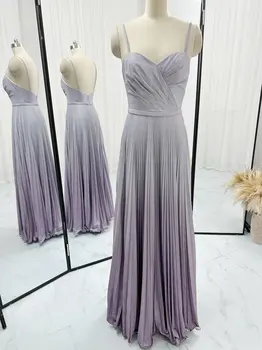 Светло лилаво секси топ-тръба с бретелями, монтиране пола вечерна рокля в сгъвката на M1785