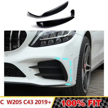 Сплитер фарове за мъгла фарове предна броня, хастар въздушна капачки Canard за Mercedes-Benz C Class W205 C43 AMG 2019 + Черно гланц