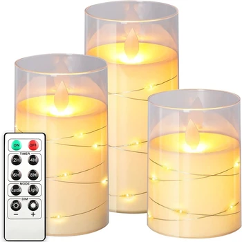 Таймер Дистанционно Управление Led Електронни Свещ се Запалва Беспламенную Свещ От Восък LED Свещ Kit за Коледа Сватбен Декор