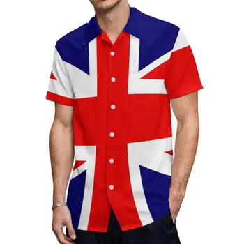 Тениски Union Jack (3) Отделни координати, най-Високо качество, Плажна риза с къси ръкави, Размер Eur