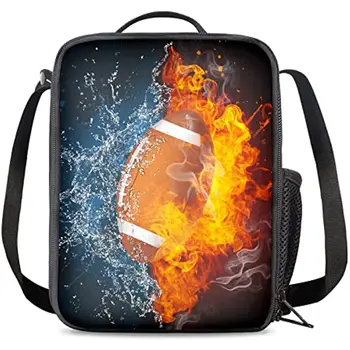 Топла Здрав обяд-бокс с пагон, детски и за възрастни Пожарна футболна училищна чанта за обяд, чанта-тоут за офис, училище за пикник.