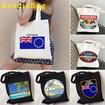 Флаг на Островите Кук, Скъпа чанта-Тоут, Айтутаки, Ретро Емблемата на Островите Кук, Плажни Книги, Холщовая Еко-чанта за Многократна употреба за Хранителни стоки чанти