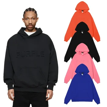 Хип-хоп
 Лилава Класическа буква, на Бродирани същия цвят, Модни hoody от чист памук, High Street за мъже И жени