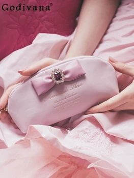 Чанта японски сладко сладко нов дамски модни всичко Мач диаманти случай лук-молив ръчно изработени ръчно грим чанта в чантата си