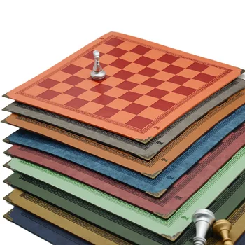 Шахматна дъска с релефни, на Шахматната дъска, 9 цвята, Кожена маса с релефни, Настолни игри, Преносими, Универсални Интелигентна шах,